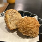 とんかつ ふじ井 - ミンチカツ、早く食べないと肉汁が流れ出ます。