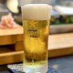 寿し辰 - サッポロ黒ラベル、今年イチ美味しい1杯目のビール！ゴクゴクと喉を鳴らして飲み干しました〜♪”(*>∀<)o(酒)"