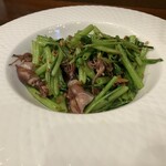 あかね家 - （富山）ホタルイカと青菜のガーリック炒め