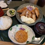 楽一楽座 - チキン南蛮定食とカニクリームコロッケ
