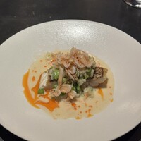 Maison de Fujii - 真鯛のキュイソンナクレ、下にリゾット、桜エビアスパラ枝豆