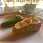 カフェ 金澤園 - タルトセット(季節の抹茶タルト・バナナタルト)