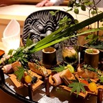 銀座 しのはら - 鬼瓦と菖蒲飾りの八寸