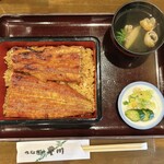 うなぎの豊川 - うな重(1尾)+きも吸い、真上から！
