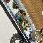 柳橋焼にく わにく - 手毬寿司、せり、筍、あわび、じゅんさいとあさり