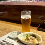 河竹鮨 - お通しはサクラマスの焼き漬けでした