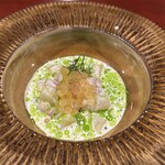 レストラン スノゥ - 石鯛のレモン・ディルのクリームソースと桜鱒のイクラ