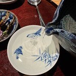 銀座 青天 - 田中六五に酒器と青雀のお猪口