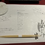 肉 峯がみ - 特上コース@12000円おしながき ※右上にHappy Birthdayヽ(´▽｀)/