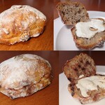 ベッカライ・ブロートツァイト - カシューナッツと塩漬け胡椒クリームチーズサンド、チョコチップとオレンジピールのクリームチーズサンド