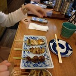 漁火と炭火焼き酒場まつむら - かわ@176  砂ズリ@198  ねぎま@253