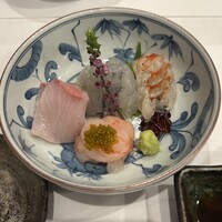 うぶか - 向付・　　車海老　縞海老　ヒラス