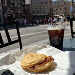Starbucks - 『Double-Smoked Bacon Cheddar & Egg Sandwich $6.29』 『Iced Coffee $4.69』