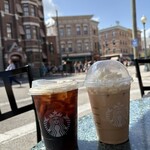 Starbucks - 『Double-Smoked Bacon Cheddar & Egg Sandwich $6.29』 『Iced Coffee $4.69』