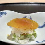 礒田 - 飯蒸し、カラスミ、そら豆