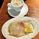 魚イタリアン&オイスター Rovin - 冷製スープとカルパッチョ