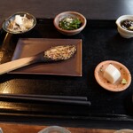 蕎麦 美酒 健肴 佳蕎庵 - お酒のアテ取り合わせ。予約時お酒を飲むと伝えると用意してもらえます