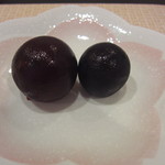 天然うなぎ しま村 - お料理に付く、デザート。メニューでは、アイスみたいだったけど・・・巨峰でした（＾＾；）