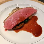 la-bas - 5. あいち鴨のソテー、モリーユ茸（あみかさ茸）
      ※ソースはせとかの冷凍果汁、赤ワインビネガー、バター、黒胡椒