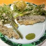 柳家錦 - 4.山菜の天ぷら　※魚はイワナ