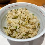 柳家錦 - 10.山菜ごはん（タラの芽、こごみ、こしあぶら）