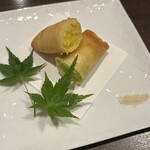口福菜 亀吉 - そら豆と海老、とうもろこしの春巻き