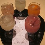 魚竹 - 最近出た果実酒の利き酒セット。いちごがとても甘くて美味しい♪♪