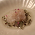 Restaurant Satoshi.F - 【2014/8再訪】三河産鱧とじゅん菜　コンソメスープ