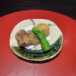 法善寺 浅草 - 竜田揚げとすっぽんのお出汁で炊いたライスコロッケ