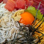 淡路島 海王市場 - シラスと漬けマグロ丼