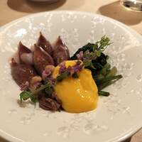うなぎのしろむら - ホタルイカ春菊 黄味酢かけ (715円) うなぎのしろむら - ホタルイカ春菊 黄味酢かけ (715円)