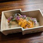 懐石料理 桝田 - 蒸しアワビと雲丹