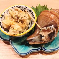 ヒル薬膳粥・ヨル貝料理カイノクチ - あさりのポテサラ、つぶ貝のうま煮