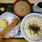 手造りうどん 楽々 - ざる＆ちく玉天（H26.8.14）