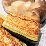 銀座 鉄板焼き ステーキ K-sio - 野菜：春野菜の鉄板焼き　椎茸と茄子