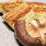 銀座 鉄板焼き ステーキ K-sio - 野菜：春野菜の鉄板焼き　椎茸と茄子