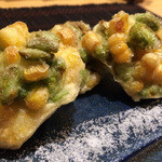 とうきびと枝豆のかき揚げ。