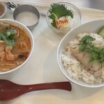 サワディー 麹町店 - カオマンガイ＋トムヤムラーメン。デザートも美味しかった！
