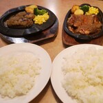 フライングガーデン 下館店 - 前回よりハンバーグのサイズをひとつ落としました