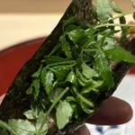 赤坂 島袋 - 手巻き 稚鮎の天ぷら 木の芽 胡瓜