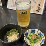 南部もぐり - 生小ジョッキとお通し