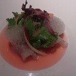 オーグードゥジュール ヌーヴェルエール - オードブル スズキのクリュ スイカのソース