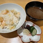 てんぷら 下村 - 天バラ・赤だし・香の物