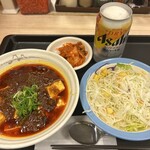 松屋 - 四川風麻婆豆腐＆サラダ油＆生ジョッキ缶