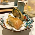 割烹きらく - 白子　カラスミ　春巻き　
