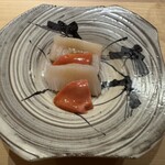 佐野鮨 - ホタテ貝柱と肝の刺身