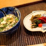 魚菜料理 縄屋 - 〆のご飯(白エビおこげ餡掛け)と二十日大根あやめ雪かぶ 202505