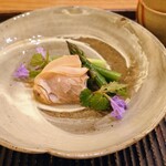 魚菜料理 縄屋 - アスパラと蛤 202505