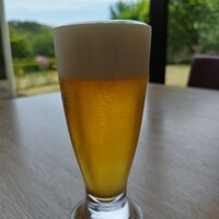 レストラン 竜神亭 - 暑いし、まずはビール♥。片面ガラス張りで開放的なのが良い♪