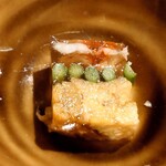 岡 - 海老　アスパラ　焼きなす　出汁ジュレよせ